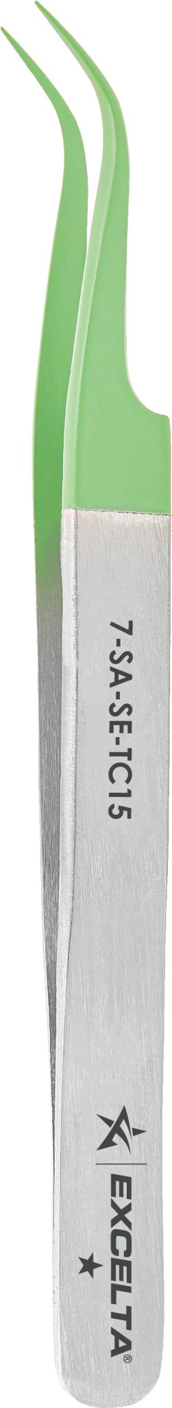 Excelta 7 - SA - SE - TC15 Tweezers - 1 Star Curved Very Fine Point - Anti - Mag. SS - PTFE Coated, Pack of 6 MTESolutions