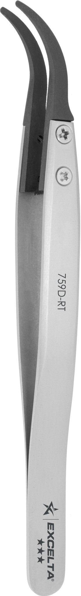 Excelta 759D - RT Tweezers - Replaceable Carbon Fiber .06" X .018" Tip - Curved MTESolutions