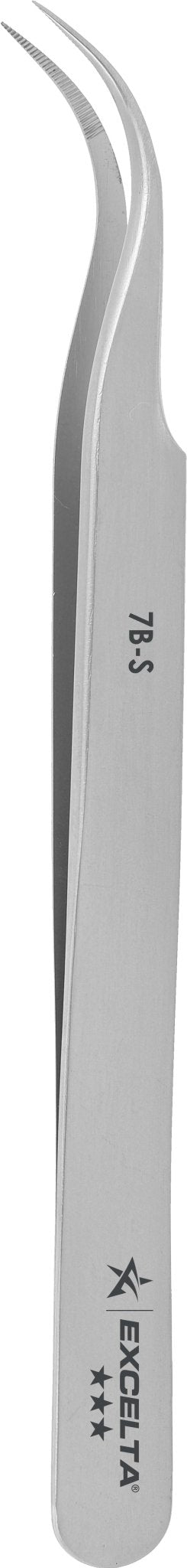 Excelta 7B - S Tweezers - 3 Star Curved Very Fine Point - SS - Serrated MTESolutions