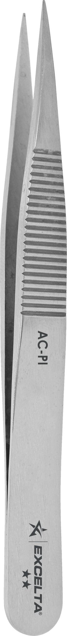 Excelta AC - PI Tweezers - 2 Star Straight Blunt Strong Point - Carbon Steel MTESolutions