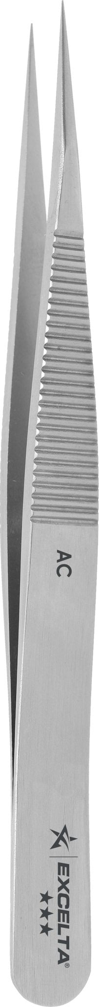 Excelta AC Tweezers - 3 Star Straight Blunt Strong Point - Carbon Steel MTESolutions