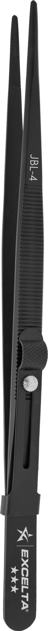Excelta JLB - 4 Forceps - Gemologist - .071" Tip - SS - Longitudinal Groove/Slide Lock MTESolutions