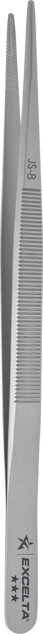 Excelta JS - 8 Forceps - Gemologist - .071" Tip - SS - Longitudinal Groove MTESolutions
