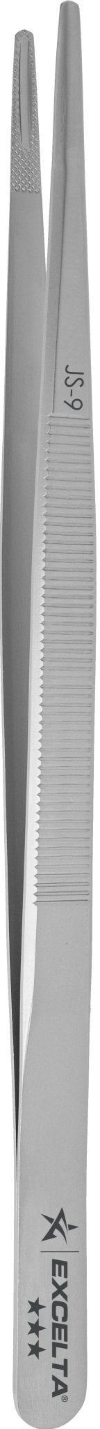 Excelta JS - 9 Forceps - Gemologist - .094" Tip - SS - Longitudinal Groove MTESolutions