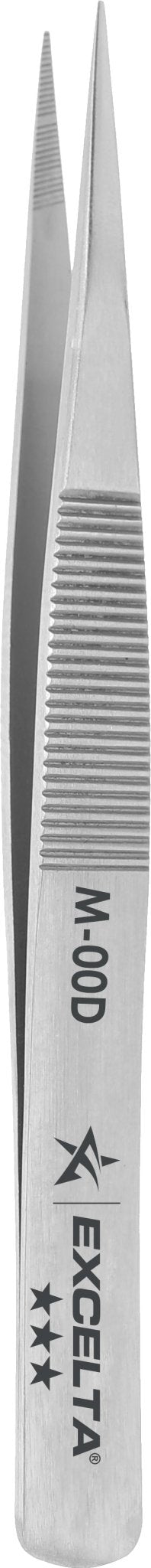 Excelta M - 00D Tweezers - Mini Straight Medium Serrated Point - Carbon Steel MTESolutions