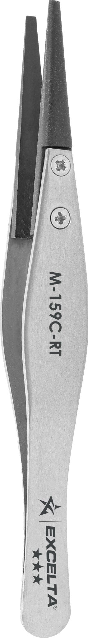 Excelta M - 159C - RT Tweezers - Mini Replaceable Carbon Fiber .08" X .055" Tip - Straight MTESolutions