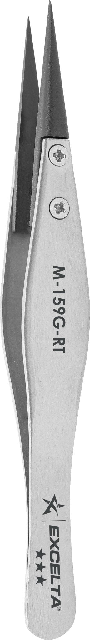 Excelta M - 159G - RT Tweezers - Mini Replaceable Carbon Fiber .005" X .025" Tip - Straight MTESolutions