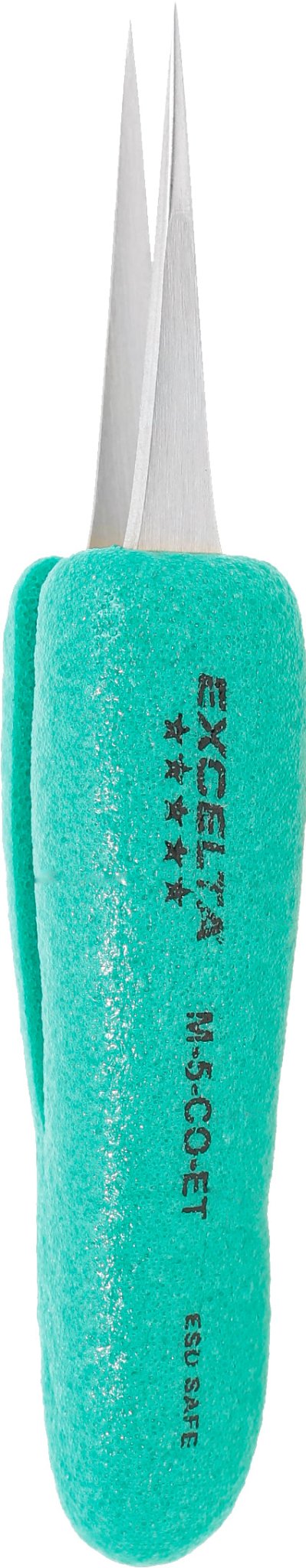 Excelta M - 5 - CO - ET Tweezers - Mini Straight Tapered Ultra Fine Point - Cobalt - Ergo MTESolutions