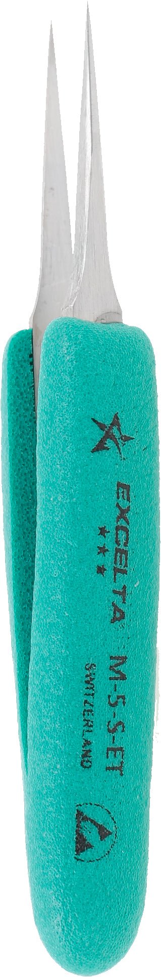 Excelta M - 5 - S - ET Tweezers - Mini Straight Tapered Ultra Fine Point - SS - Ergo MTESolutions