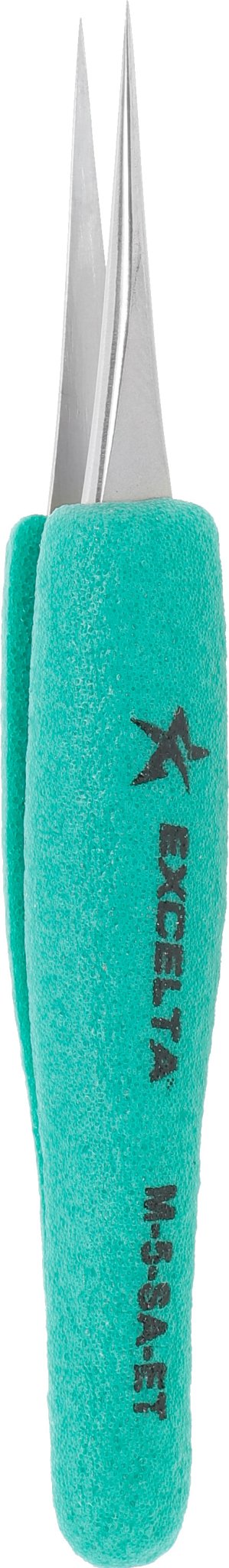 Excelta M - 5 - SA - ET Tweezers - Mini Straight Tapered Ultra Fine Point - Anti - Mag. SS - Ergo MTESolutions