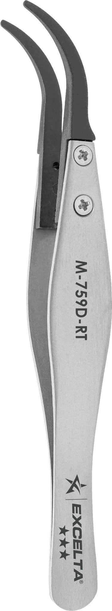Excelta M - 759D - RT Tweezers - Mini Replaceable Carbon Fiber .06" X .018" Tip - Curved MTESolutions
