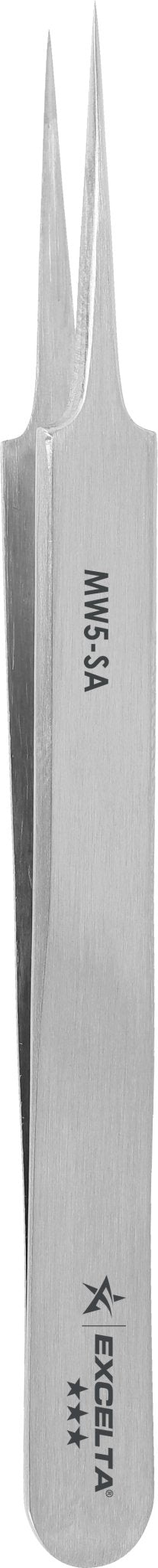 Excelta MW5 - SA Tweezers - Straight Tapered Ultra Fine Point - Anti - Mag. SS - Radius Tips MTESolutions