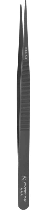 Excelta Trisista 3 Forceps - Gemologist - Straight Anti - Mag. SS - Serrated - Black Matte Finish MTESolutions