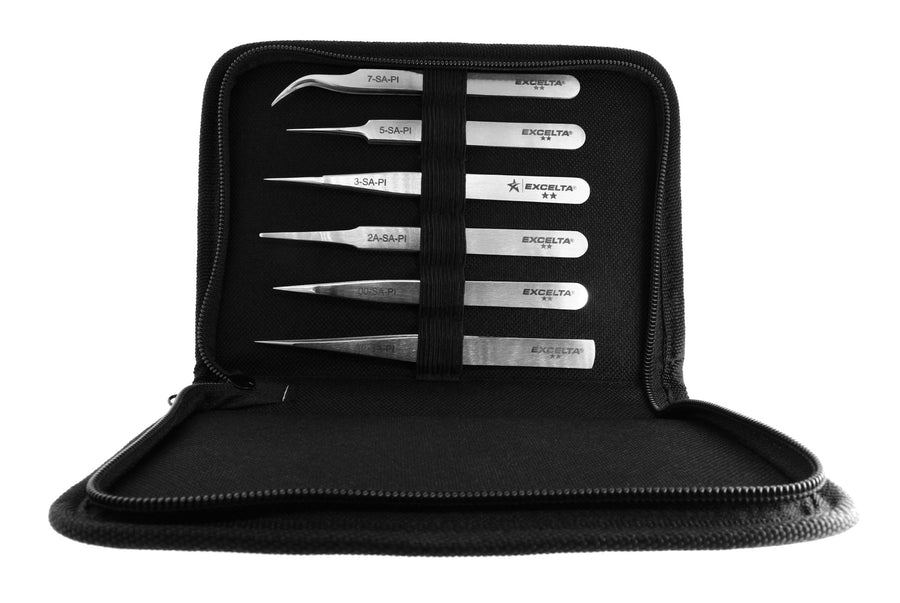Excelta TW - 900 Tweezer Kitset - Anti - Mag. SS - Vinyl Case - Precision MTESolutions