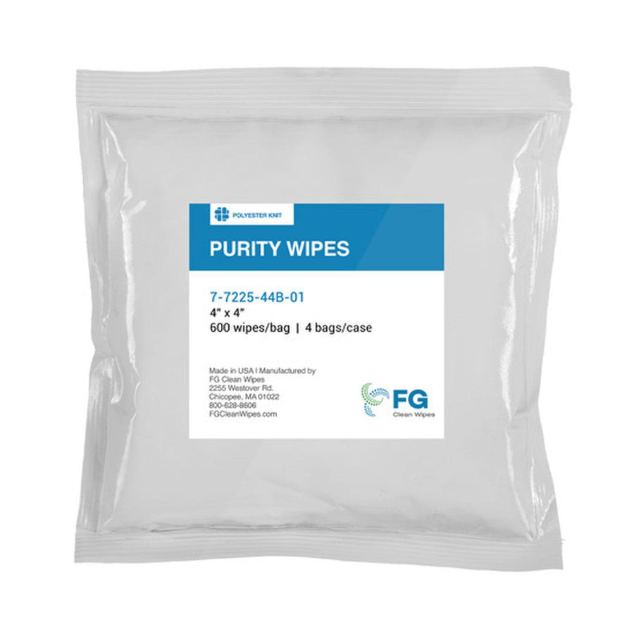 FG Wipes Clean Wipes 7 - 7225 - 44B - 01, Purity Heavy Weight Polyester Knit Wipes (7225), 4 x 4 - Inch, 2400/Case MTESolutions
