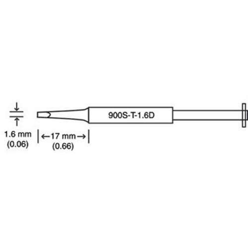 Hakko 900S - T - 1.6D, Replacement Hakko 900S Soldering Iron Tip, 1.6 x 0.5mm MTESolutions