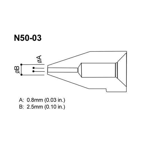 Hakko N50 - 03 Nozzle For Fr - 300 Desoldering Tool, 0.8Mm MTESolutions