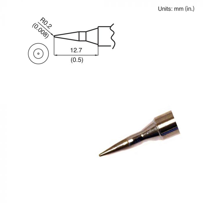 Hakko T15 - IL Conical Solder Tip R0.2Mm X 12.7Mm MTESolutions