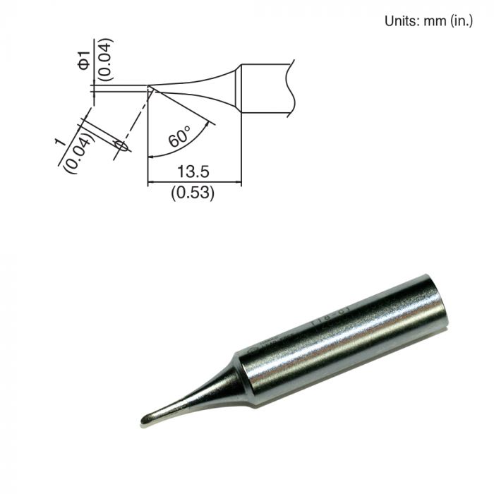 Hakko T18 - C1 Beveled Solder Tip, 1.00Mm MTESolutions