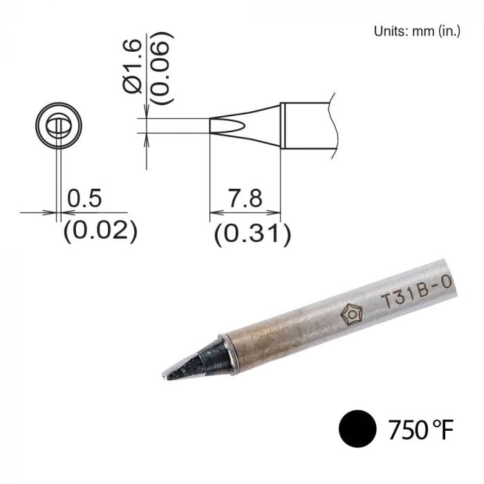 Hakko T31B - 02D16, Chisel Tip MTESolutions