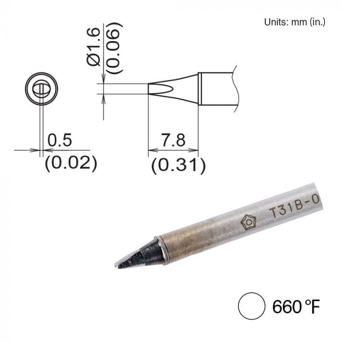 Hakko T31B - 03D16, Chisel Tip MTESolutions