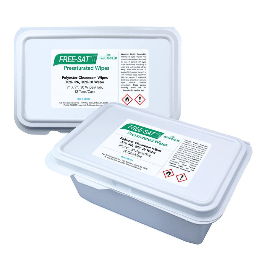 High - Tech Conversions High - Tech FS - ULT70, Free - Sat Polyester 70% IPA Wipes, 9x9, 12 Tubs/Case MTESolutions