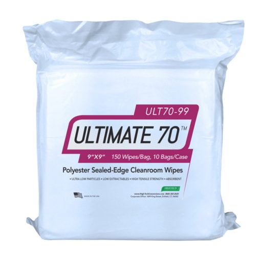 High - Tech Conversions ULT70 - 1212 Heavy Weight Sealed Edge, 12"X 12", Polyester Cleanroom Wipers, 150 - Bag, 10 Bags - Case MTESolutions