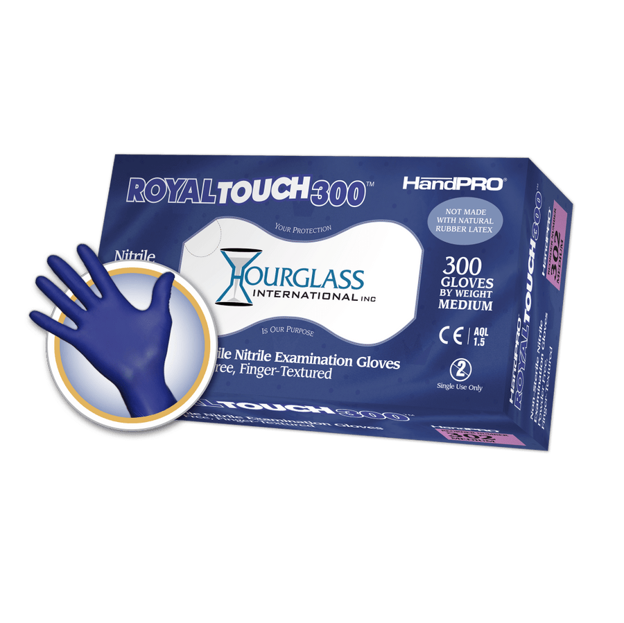 Hourglass, Handpro RoyalTouch300 Nitrile Exam Gloves MTESolutions