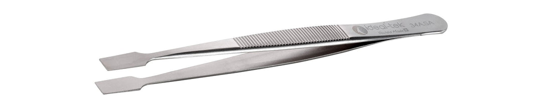 Ideal-tek 34A.SA.1.ITU Flat tip tweezers 34A.SA, SS Anti-Mag, OAL 120mm, 4.72in MTESolutions