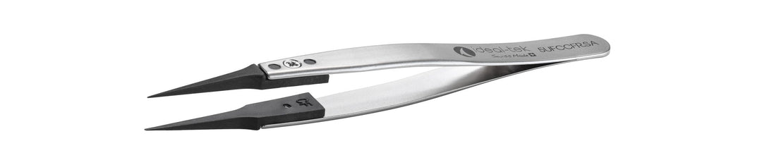 Ideal-tek 5UFCCFR.SA.1.IT Plastic Repl CF tip tweezers 5UFCCFR.SA, SS Anti-Mag, OAL 115mm, 4, 53in, (A5UFCF tips) MTESolutions