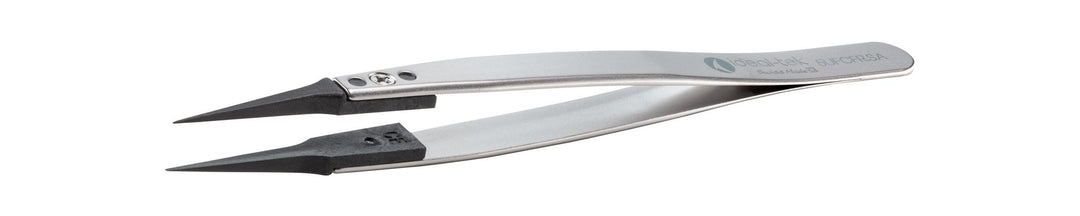 IDEAL - TEK 5UFCFR.SA.1.ITU Plastic Repl CF Tip Tweezers 5UFCFR.SA,SS Anti - Mag ,OAL 130mm - 5.12in,(#A5UFCF tips) MTESolutions