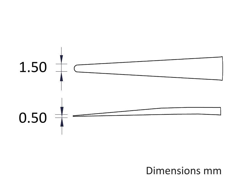 Ideal-tek A242DG Tips: straight, fine, round, flat (for 242DGR.SA Tweezers). OAL: 40mm, 1.57in MTESolutions