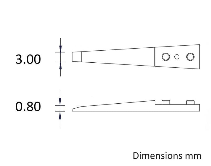 Ideal-tek A272CF Tips: straight, fine, squared, flat (for 272CFR.SA Tweezers). OAL: 40mm, 1.57in MTESolutions