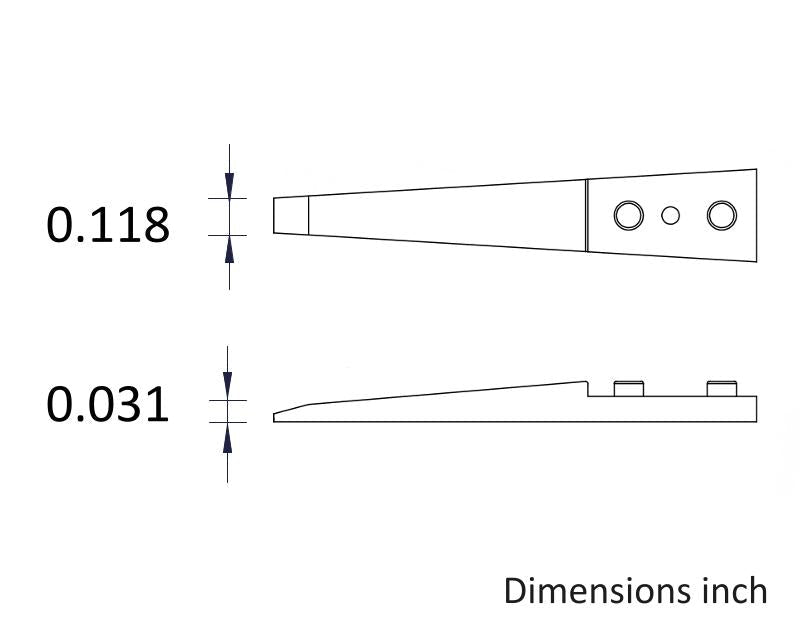 Ideal-tek A272CF Tips: straight, fine, squared, flat (for 272CFR.SA Tweezers). OAL: 40mm, 1.57in MTESolutions