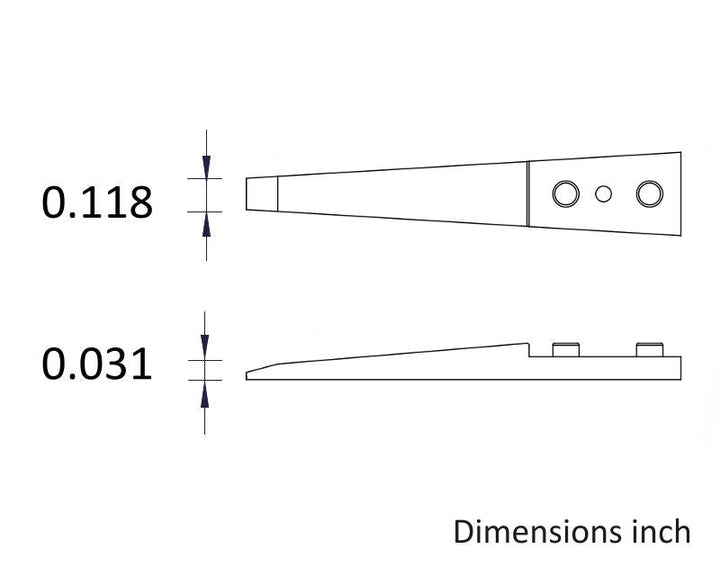 Ideal-tek A272CF Tips: straight, fine, squared, flat (for 272CFR.SA Tweezers). OAL: 40mm, 1.57in MTESolutions