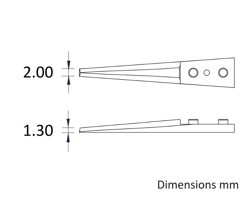 Ideal-tek A279CF Tips: straight, thick, squared, flat (for 279CFR.SA Tweezers). OAL: 40mm, 1.57in MTESolutions