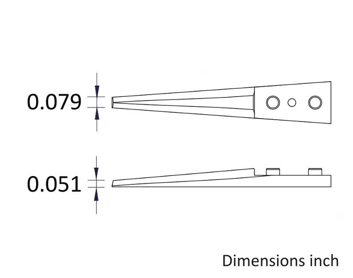 Ideal-tek A279CF Tips: straight, thick, squared, flat (for 279CFR.SA Tweezers). OAL: 40mm, 1.57in MTESolutions