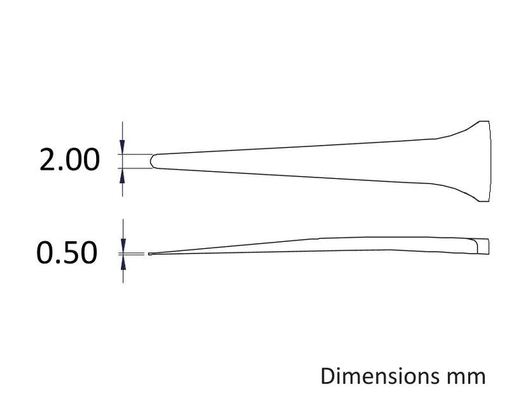 Ideal-tek A2ADG Tips: straight, very fine, round, flat (for 2ADGR.SA Tweezers). OAL: 40mm, 1.57in MTESolutions
