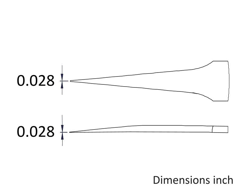 Ideal-tek A2CF Tips: straight, very fine, pointed (for 2CFR.SA Tweezers). OAL: 40mm, 1.57in MTESolutions
