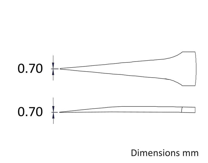 Ideal-tek A2CF Tips: straight, very fine, pointed (for 2CFR.SA Tweezers). OAL: 40mm, 1.57in MTESolutions