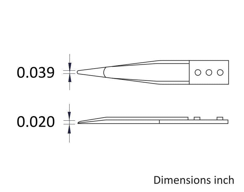 Ideal-tek A74MZ Tips: straight, flat, fine, pointed, strong (for 74MZ.SA Tweezers). OAL: 55mm, 2.17in MTESolutions