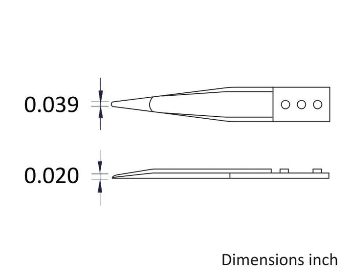 Ideal-tek A74MZ Tips: straight, flat, fine, pointed, strong (for 74MZ.SA Tweezers). OAL: 55mm, 2.17in MTESolutions