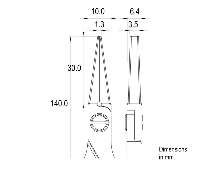 Ideal-tek ES6013.CR.BG.ITU Ergo-tek Slim HP pliers 6013, Long Flat Nose smooth, OAL 140mm, 5.51in MTESolutions