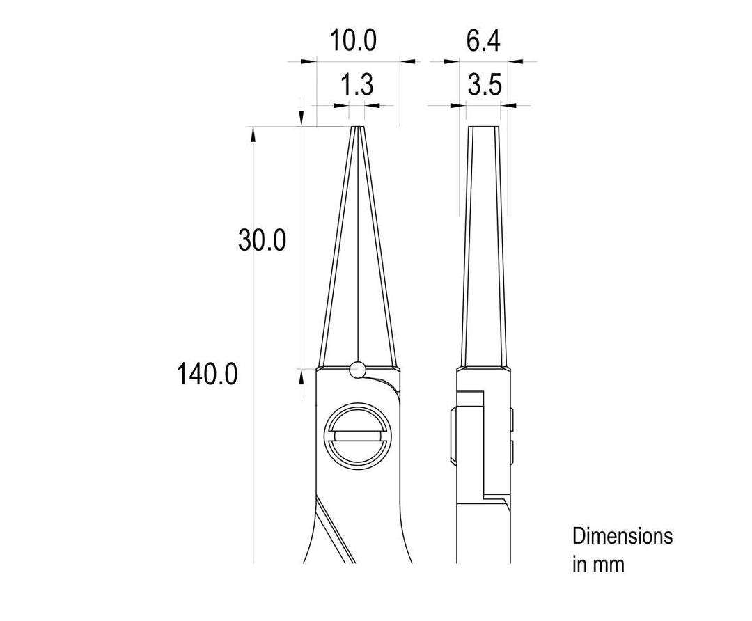 Ideal-tek ES6014.CR.BG.ITU Ergo-tek Slim HP pliers 6014, Long Flat Nose serrated, OAL 140mm, 5.51in MTESolutions