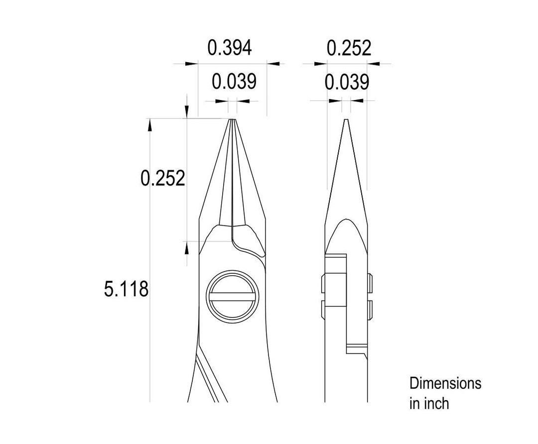 Ideal-tek ES6021.CR.BG.ITU Ergo-tek Slim HP pliers 6021, Snipe Nose smooth, OAL 130mm, 5.12in MTESolutions