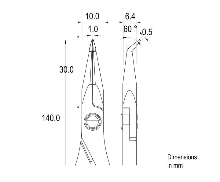 Ideal-tek ES6023B.CR.BG.ITU Ergo-tek Slim HP pliers 6023B, Bent Nose smooth, OAL 140mm, 5.51in MTESolutions
