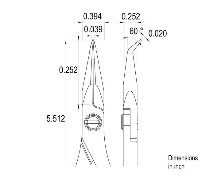 Ideal-tek ES6023B.CR.BG.ITU Ergo-tek Slim HP pliers 6023B, Bent Nose smooth, OAL 140mm, 5.51in MTESolutions