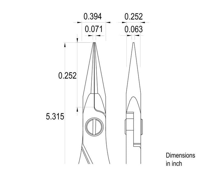 Ideal-tek ES6023S.CR.BG.ITU Ergo-tek Slim HP pliers 6023S, Long Snipe Nose smooth, OAL 135mm, 5.31in MTESolutions