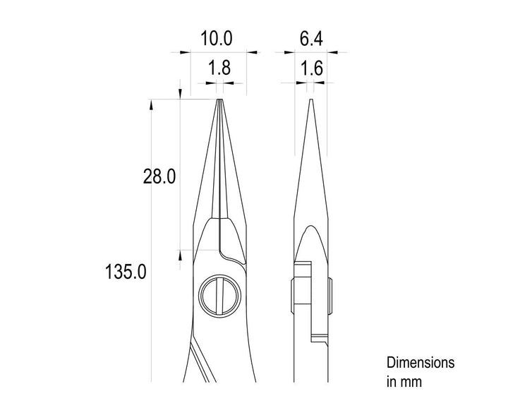 Ideal-tek ES6023S.CR.BG.ITU Ergo-tek Slim HP pliers 6023S, Long Snipe Nose smooth, OAL 135mm, 5.31in MTESolutions