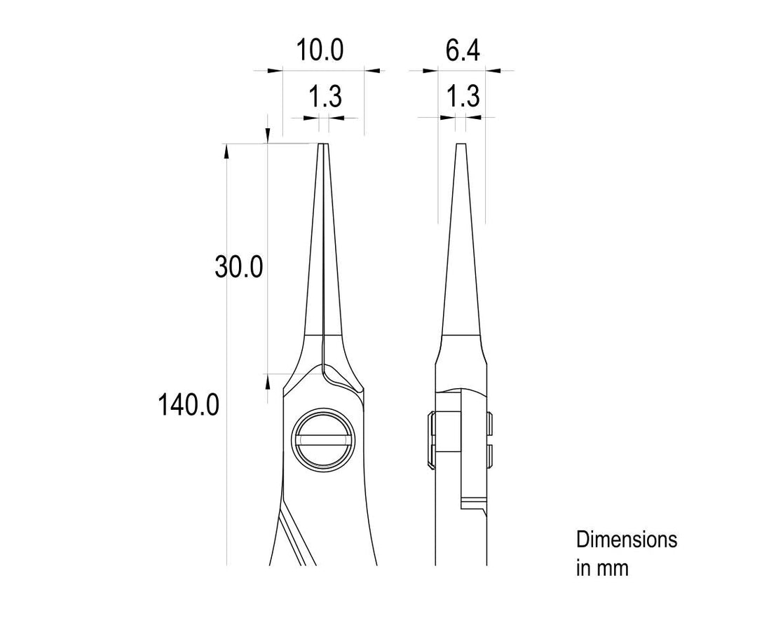 Ideal-tek ES6025.CR.BG.ITU Ergo-tek Slim HP pliers 6025, Needle Nose smooth, OAL 140mm, 5.51in MTESolutions